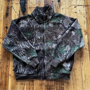 Vintage Cabela's Mens 2XL Whitetail USA Hunting Camo Fleece Jacket